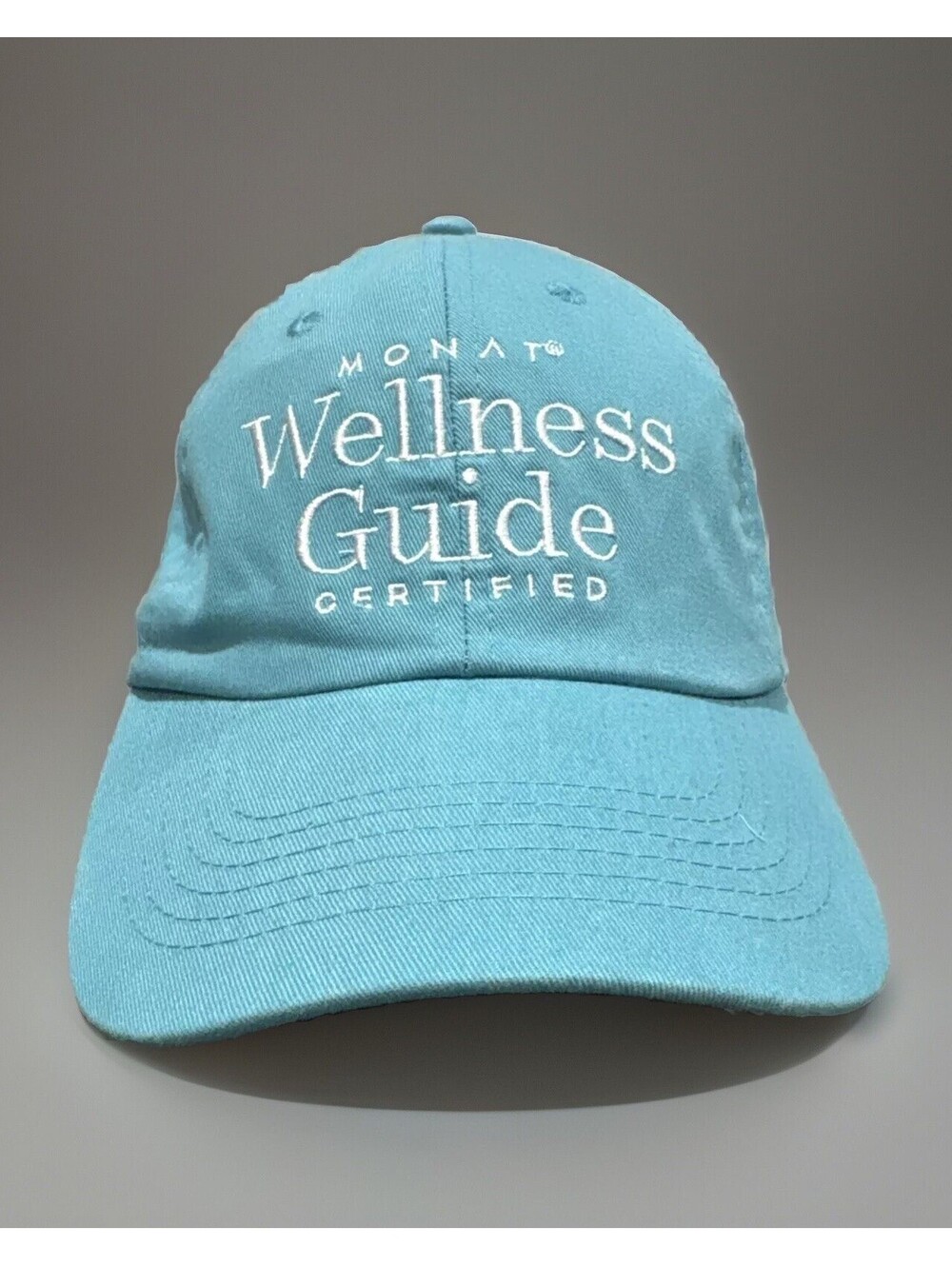 Monat Wellness Guide Certified Anti Aging Skincare Light Blue Baseball Cap